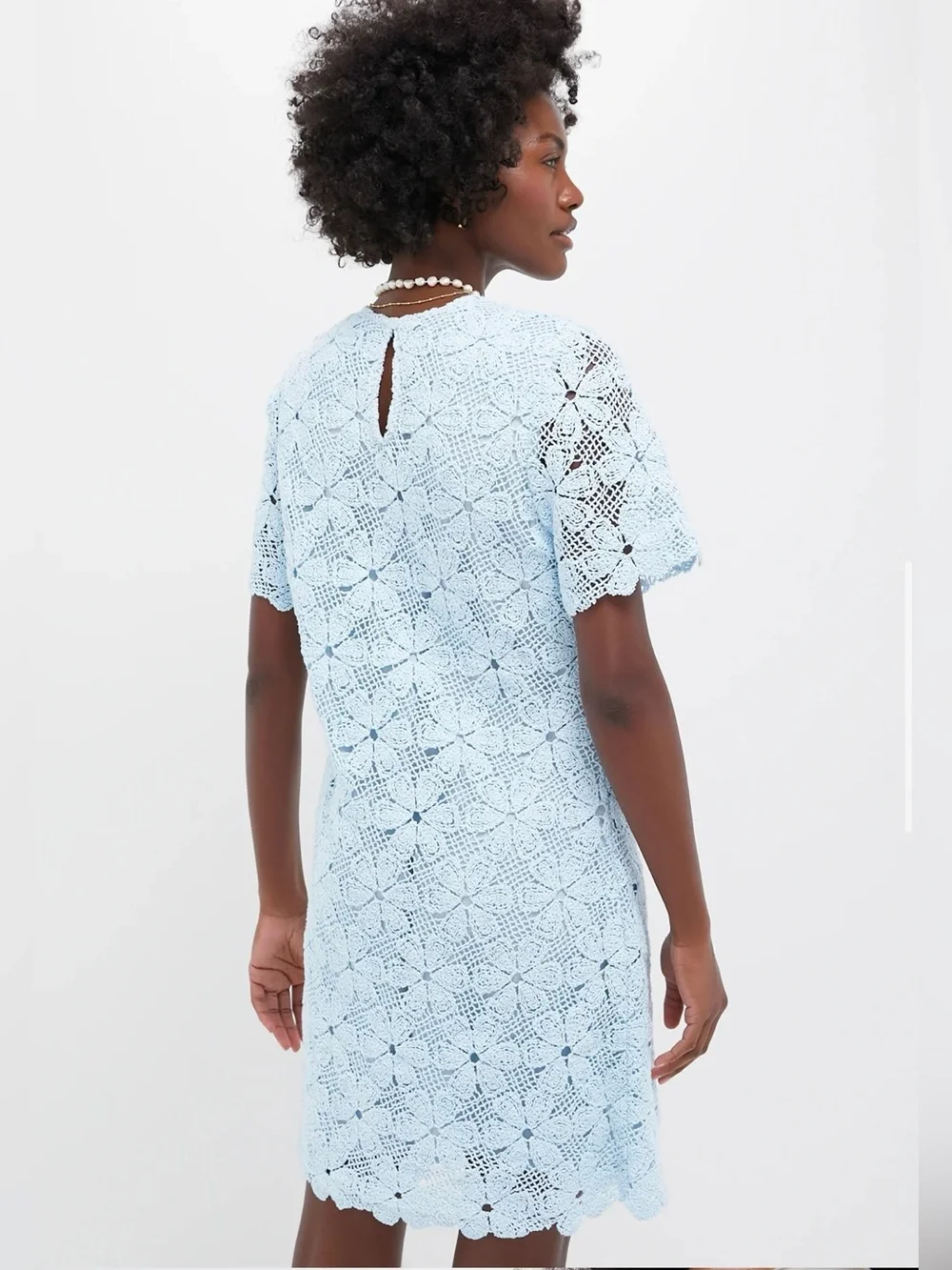 Tuckernuck light blue crochet belclaire dress size medium nwt